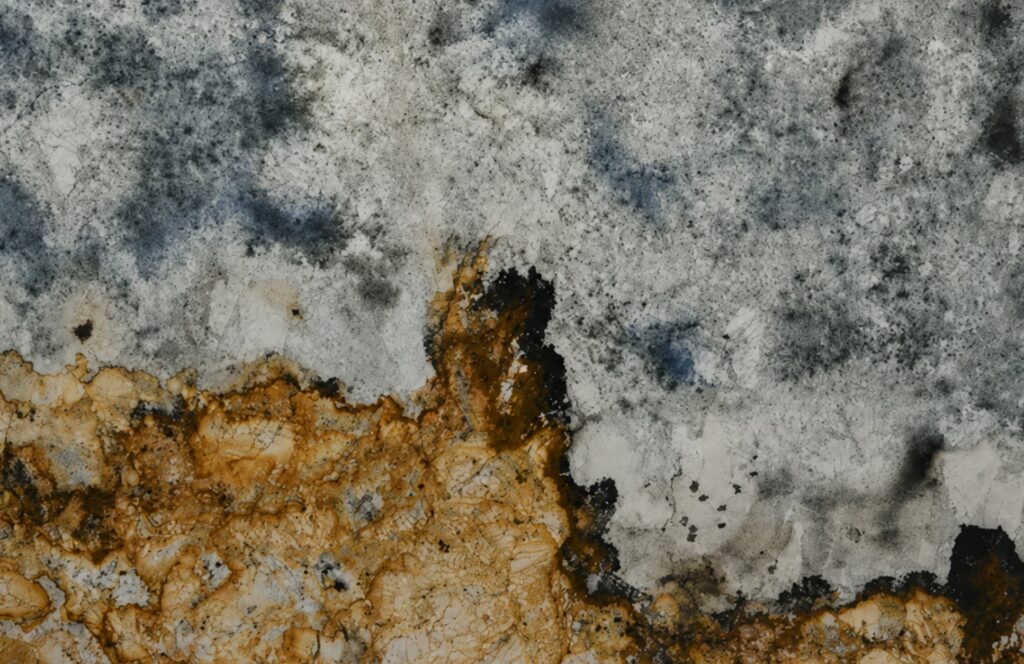 Close-up of an Atlas granite slab with dramatic gray, white, and gold natural veining in East Tennessee.