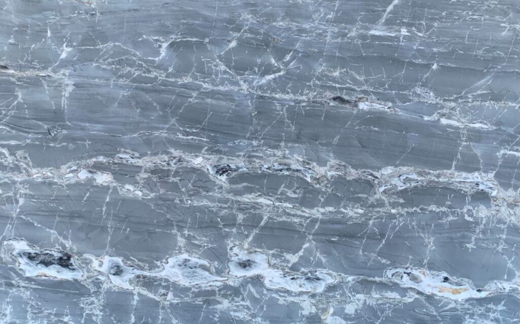 Close-up of a gray dolomite slab with white veining available in East Tennessee for custom countertops.